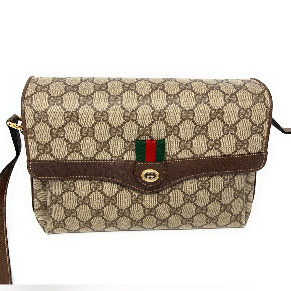 Gucci Crossbody Shoulder Bag Vintage Gucci Web Sherry Line -Medium size